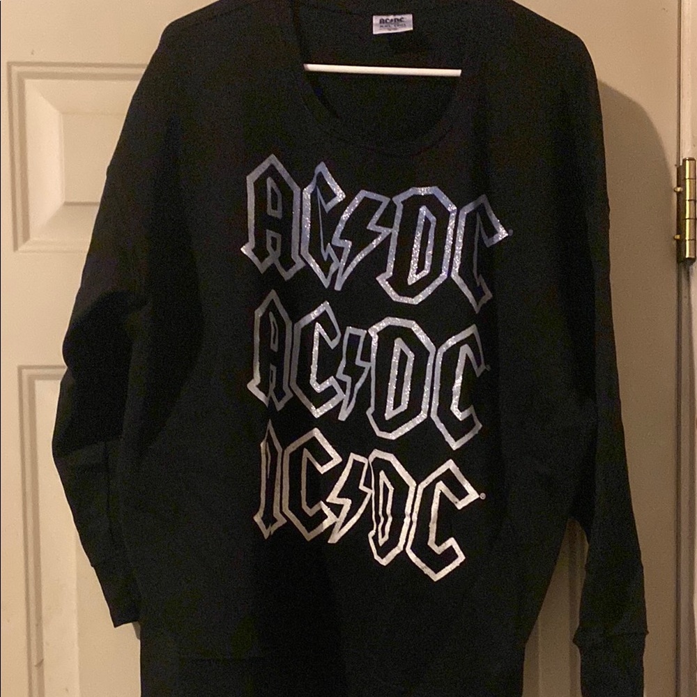 AC/DC Black and Silver Graphic Sweatshirt